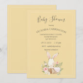 Invitation Bunny Aquarelle Floral Jaune Fille Baby shower (Devant / Derrière)