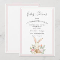 Bunny Aquarelle Floral rose fille Baby shower