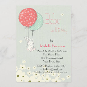 Invitation Bunny avec Baby shower de ballons
