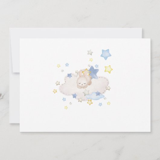 Invitation Bunny Baby shower garçon (Dos)