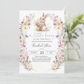 Invitation Bunny Baby Shower Invite, Wildflower Spring Design (Debout devant)