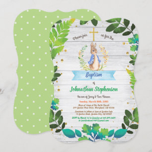 Invitation Bunny Baptême Christening Première Communion verdu