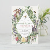 Invitation Bunny & Bee Greenery Rhombus Easter Brunch (Debout devant)