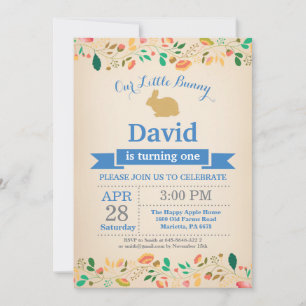Invitation Bunny Birthday Boy Easter Egg 1er Anniversaire
