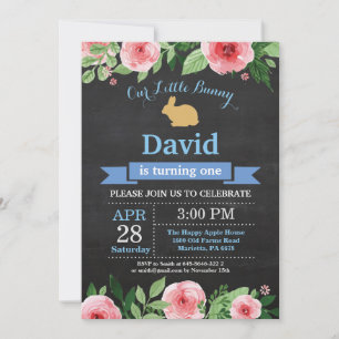Invitation Bunny Birthday Boy Easter Egg 1er Anniversaire