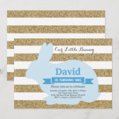 Invitation Bunny Birthday Boy Easter Egg 1er Anniversaire (Devant / Derrière)