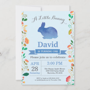 Invitation Bunny Birthday Boy Easter Egg 1er Anniversaire