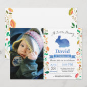 Invitation Bunny Birthday Boy Easter Egg 1er Anniversaire (Devant / Derrière)