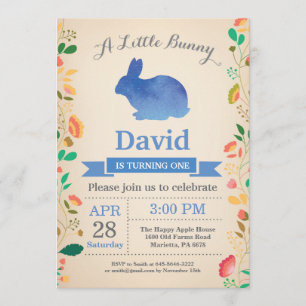Invitation Bunny Birthday Boy Easter Egg 1er Anniversaire