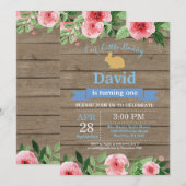 Invitation Bunny Birthday Boy Easter Egg 1er Anniversaire (Devant / Derrière)