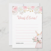 Invitation Bunny Birthday Floral Time Capsule Card (Devant)