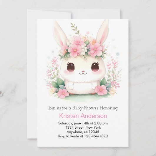 Invitation Bunny Bliss : Whimsical Baby Girl's Shower (Devant)