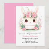 Invitation Bunny Bliss : Whimsical Baby Girl's Shower (Devant / Derrière)