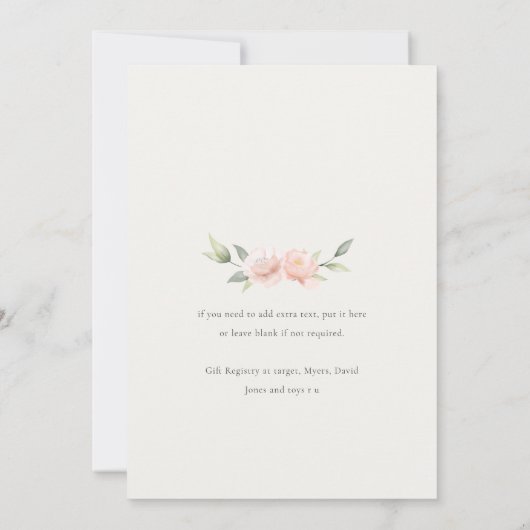 Invitation Bunny Blush Dusky Dans Baby shower Panier Floral (Dos)