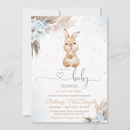 Invitation Bunny Boho baby shower  (Devant)