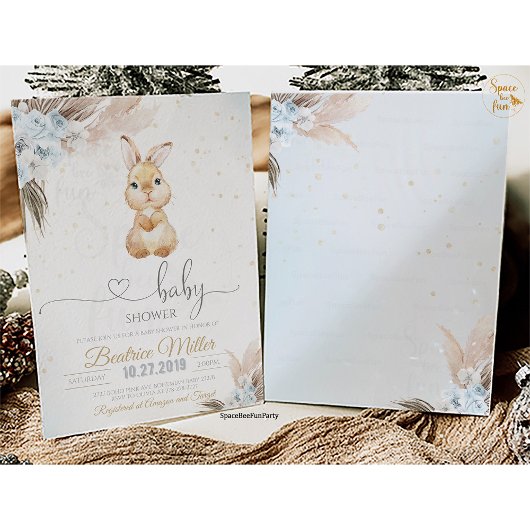 Invitation Bunny Boho baby shower 