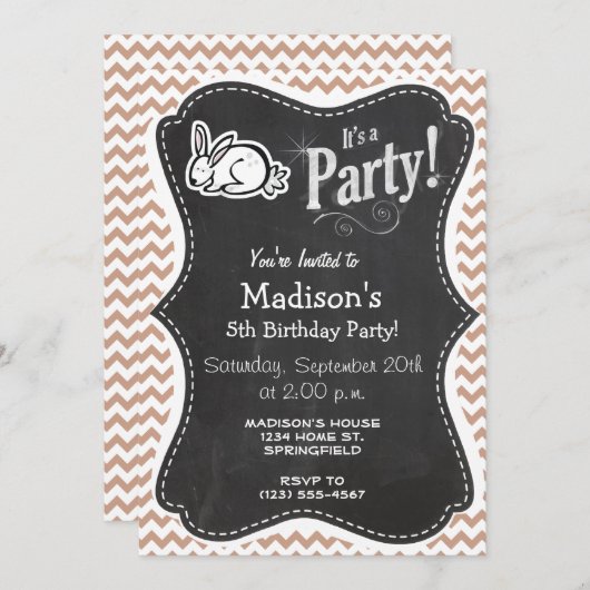 Invitation Bunny ; Chevron Brown (Devant / Derrière)