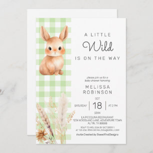 Invitation Bunny Cub Fall Forest Baby shower Pampas