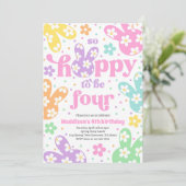 Invitation Bunny Daisy Floral Pastel Printemps 4ème anniversa (Debout devant)