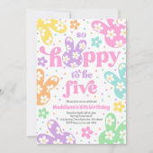 Invitation Bunny Daisy Floral Pastel Printemps 5e anniversair (Devant)