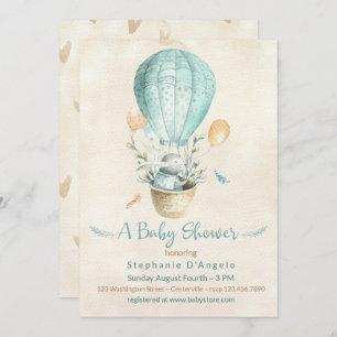 Invitation Bunny dans le Baby shower de ballons à air chaud b