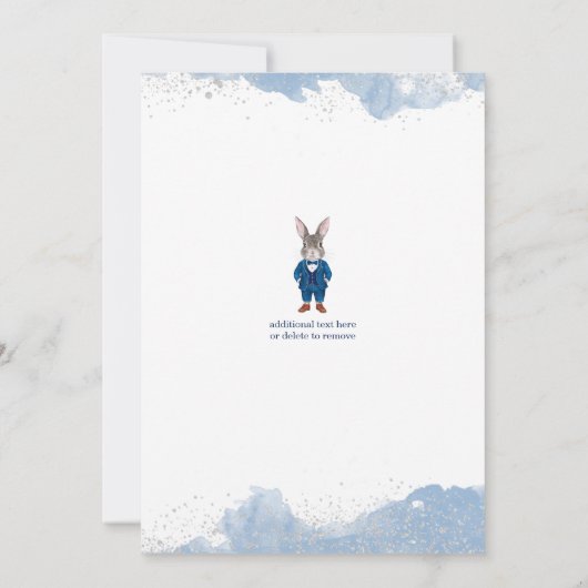Invitation Bunny Dapper dans un Baby shower de garçon en cost (Dos)