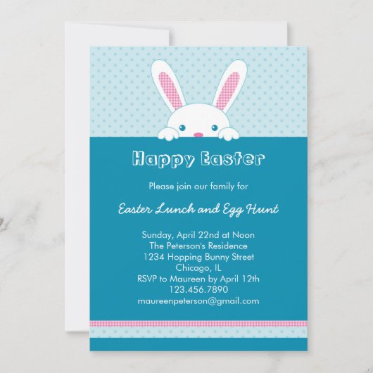 Invitation Bunny de Pâques (Devant)