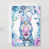 Invitation Bunny de Pâques Gnome Purple Blue Peony Baby showe (Dos)