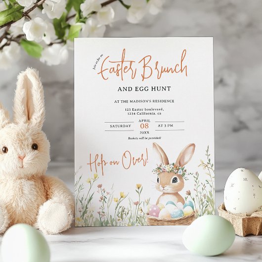 Invitation Bunny de Whimsical Brunch de Pâques et chasse aux