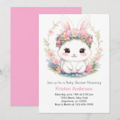 Invitation Bunny Delights Girl Baby shower (Devant / Derrière)