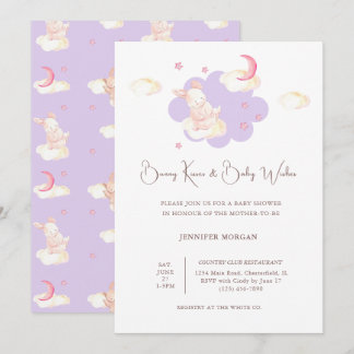 Invitation Bunny Dreams Baby shower violet