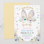 Invitation Bunny Ears Chasse aux oeufs de Pâques Pastel Rainb (Devant / Derrière)