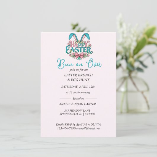 Invitation Bunny Ears Easter BRUNCH & HUNT (Debout devant)