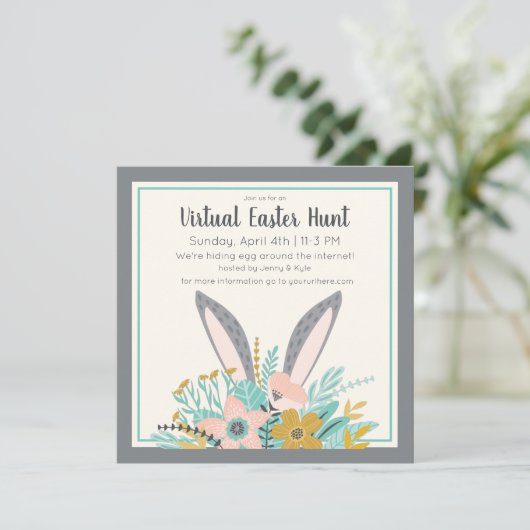 Invitation Bunny Ears Virtual Pâques (Debout devant)