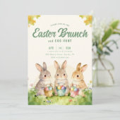 Invitation  Bunny Easter Brunch Egg Hunt Pastel Watercolor (Debout devant)