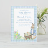 Invitation Bunny En vichy Baby shower de Pâques du printemps (Debout devant)