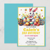 Invitation Bunny et oeufs de Pâques fête d'anniversaire (Devant / Derrière)