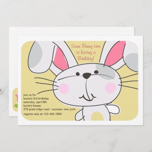 Invitation Bunny Face (Devant / Derrière)