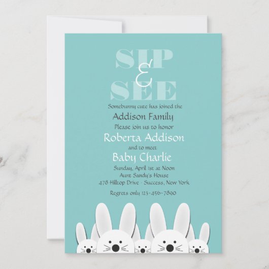 Invitation Bunny Family Sip et voir l'invitation (Devant)
