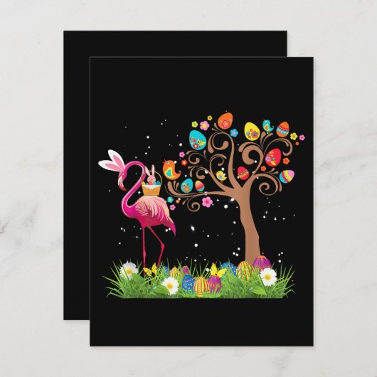 Invitation Bunny Flamingo Easter | Cute Flamingo Lovers (Devant / Derrière)