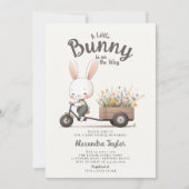 Invitation Bunny Fleur sauvage Wagon Brown Sage bébé garçon d (Devant)