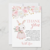 Invitation Bunny Floral 1st Birthday Thank You (Devant)