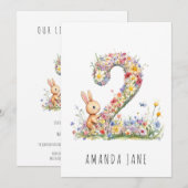 Invitation Bunny Floral 2e anniversaire (Devant / Derrière)