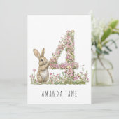 Invitation Bunny Floral 4e anniversaire (Debout devant)