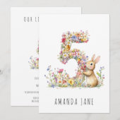 Invitation Bunny Floral 5e anniversaire (Devant / Derrière)