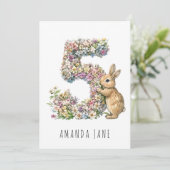 Invitation Bunny Floral 5e anniversaire (Debout devant)