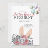 Invitation Bunny floral Pâques Brunch Chasse aux oeufs Invita (Devant)