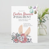 Invitation Bunny floral Pâques Brunch Chasse aux oeufs Invita (Debout devant)