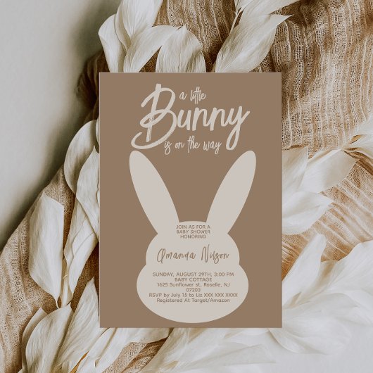 Invitation Bunny Genre Neutre Baby shower moderne Script