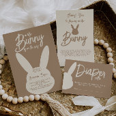 Invitation Bunny Genre Neutre Baby shower moderne Script